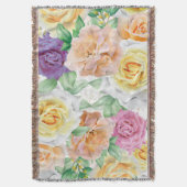 水彩のバラ 27 スローブランケット (正面縦)