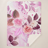 水彩のバラ 4 シェルパブランケット (正面)