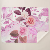 水彩のバラ 4 シェルパブランケット (正面(横))