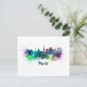 水彩のパリスカイライン ポストカード (スタンド正面)