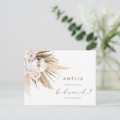水彩のパンパスグラス私の花嫁になる インビテーションポストカード (スタンド正面)