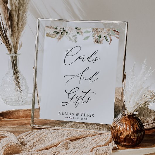 水彩のパンパフローラカードとギフトサイン ポスター