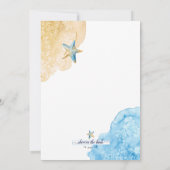 水彩のヒトデ　海岸のビーチ ブライダルシャワー 招待状 (裏面)