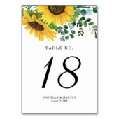 水彩のヒマワリとユーカ結婚リ テーブルナンバー (裏面)