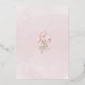 水彩のピンクの芍薬のクロス コンファメーション 箔招待状 (裏面)