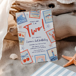 水彩のピンチミー コーストスタンプ 2歳の誕生日 招待状