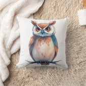 水彩のフクロウと星のモチーフ クッション (ブランケット)