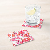 水彩のフラミンゴス2 スクエアペーパーコースター (インサイチュ)