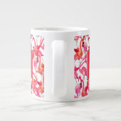 水彩のフラミンゴ|名前の追加 ジャンボコーヒーマグカップ (裏面)