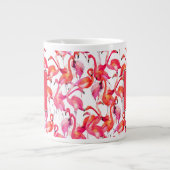 水彩のフラミンゴ|名前の追加 ジャンボコーヒーマグカップ (正面)
