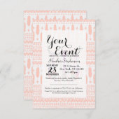 水彩のブルスカルの羽とアステカ矢 招待状 (正面/裏面)