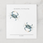 水彩のブルークラブ シーフード ディナーまたはレセプション プレイスカード (外部開封)