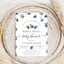 水彩のブルーベリー Berry Sweet ベイビーシャワー 招待状