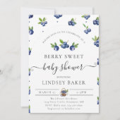 水彩のブルーベリー Berry Sweet ベイビーシャワー 招待状 (正面)