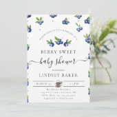 水彩のブルーベリー Berry Sweet ベイビーシャワー 招待状 (スタンド正面)