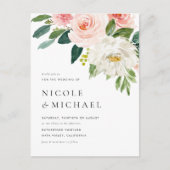 水彩のプリティーガーデン フラワーズ スプリング ウェディング インビテーションポストカード (正面)