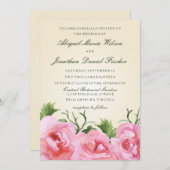 水彩のベゴニアの花の結婚式 招待状 (正面/裏面)