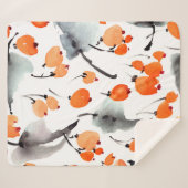 水彩のベリーと葉イラストレーション シェルパブランケット (正面(横))