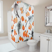 水彩のベリーと葉イラストレーション シャワーカーテン (インサイチュ)