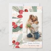 水彩のベリー金ゴールドストライプのモダン写真 シーズンカード (正面)