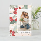 水彩のベリー金ゴールドストライプのモダン写真 シーズンカード (スタンド正面)