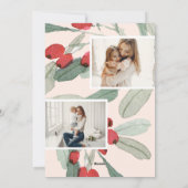 水彩のベリー金ゴールドストライプのモダン写真 シーズンカード (裏面)