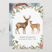 水彩のホリデー鹿 シーズンカード (正面/裏面)