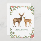 水彩のホリデー鹿 シーズンポストカード (正面/裏面)