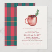 水彩のホリデー カクテル クリスマス パーティーの招待状 招待状 (正面/裏面)