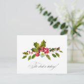 水彩のホリーデイとアイビーを使ったクリスマスイベントのリマインダー ポストカード (スタンド正面)