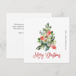 水彩のホリーデイ　ベリー　クリスマスツリー　グリーティング シーズンカード