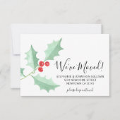 水彩のホリーデザインの引っ越しお知らせカード 案内状 (正面)