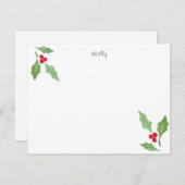 水彩のホーリーの葉の2枚組グリーティングカード ノートカード (正面/裏面)