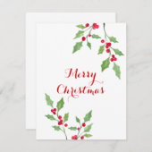 水彩のホーリー スプリッグス ノートカード (正面/裏面)