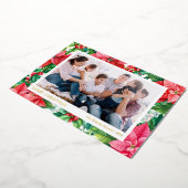 水彩のポインセチアとベリー　楽しいクリスマスを 箔シーズンカード (回転した状態)