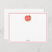 水彩のポインセチア ノートカード (正面/裏面)