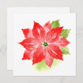 水彩のポインセチア ノートカード (正面/裏面)