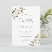 水彩のマグノリアの花 招待状 (スタンド正面)