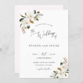 水彩のマグノリアの花 招待状