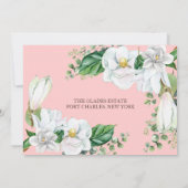 水彩のマグノリア ブッシュ ウェディング サンクス サンキューカード (裏面)