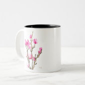 水彩のマグノリア 花の母 優雅なピンク ツートーンマグカップ (正面左)