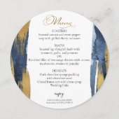 水彩のメ結婚ニュー | Blue抽象芸術金色 メニュー (正面)