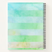 水彩のモノグラーストライプド抽象芸術ターコイ ノートブック (裏面)