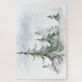水彩のモ素朴ミの木の森の冬 ジグソーパズル (縦)