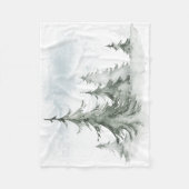 水彩のモ素朴ミの木の森の冬 フリースブランケット (正面)