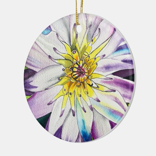 水彩のユリ素晴らしアート セラミックオーナメント (左)