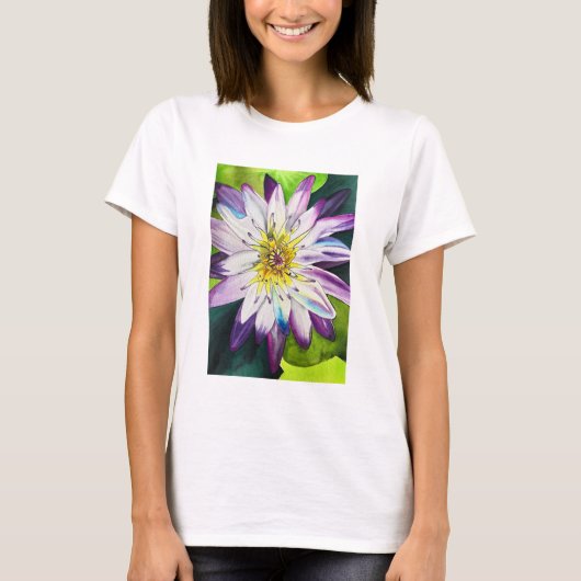 水彩のユリ素晴らしアート Tシャツ (正面)