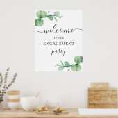 水彩のユーカリのウェルカムエンゲージパーティー ポスター (キッチン)