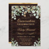 水彩のユーカリゴールドのキンチャネラ 招待状 (正面/裏面)