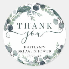 水彩のユーカリ　ブライダルシャワーのお礼 ラウンドシール